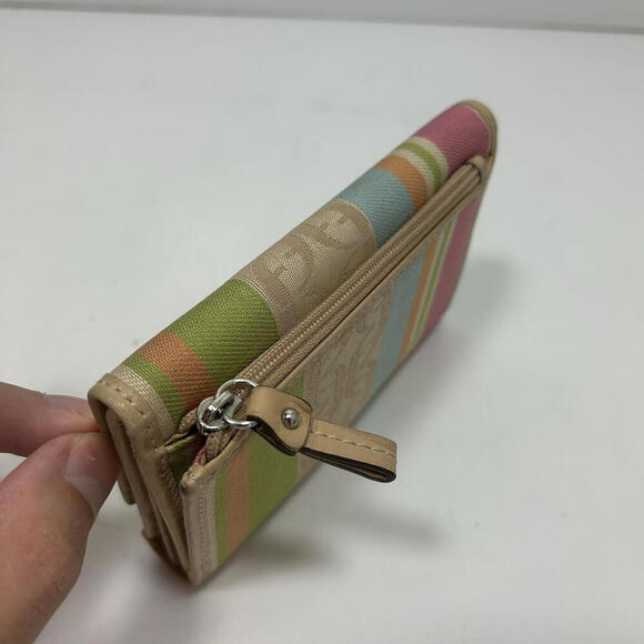 Fossil Bifold Wallet Leather Multicolor Zipper - Picture 3 of 9